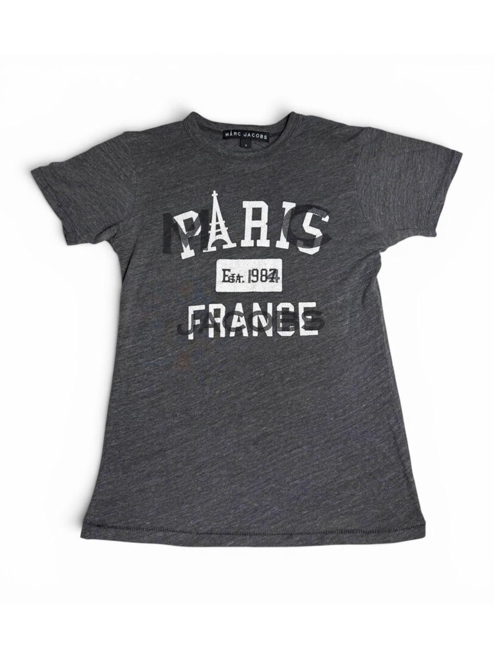 Y2K Marc Jacobs Paris Est. 1984 Graphic Grey Short Sleeve Top